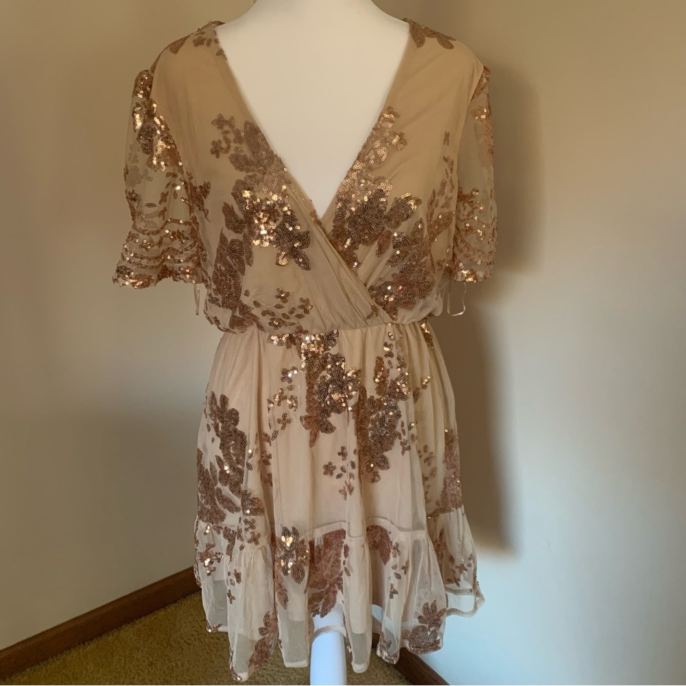 Elegant Sequin Mini Dress - Gold